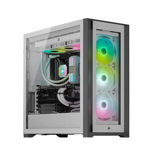 Gabinete gamer Corsair Icue 5000x rgb tg mid-tower atx white