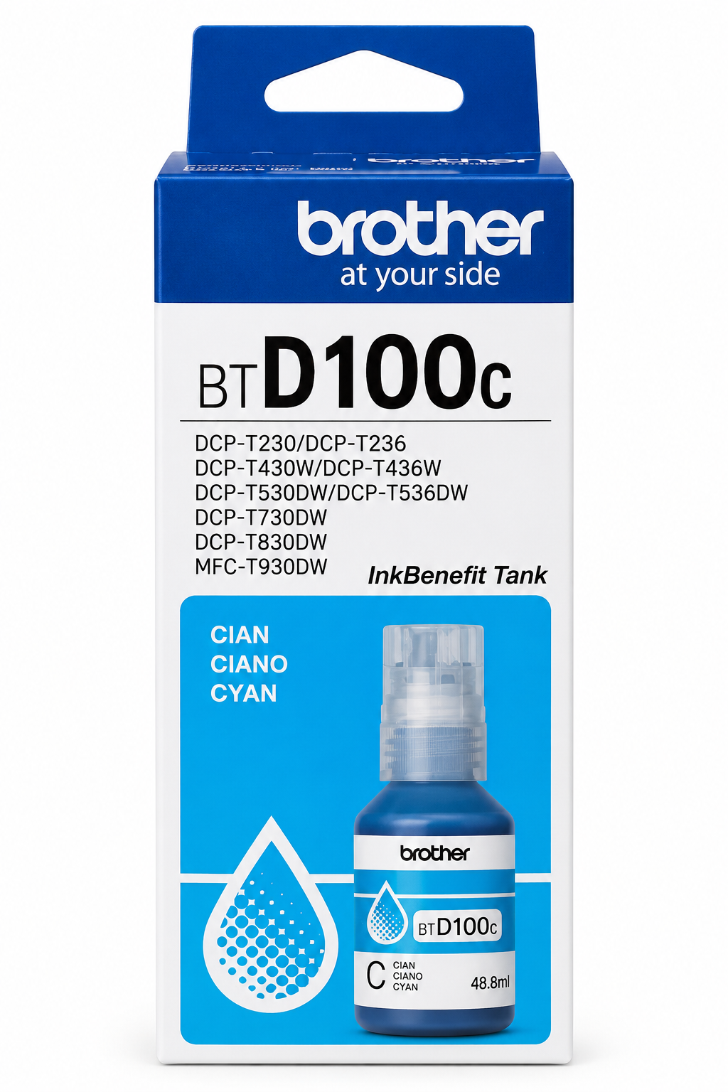 Botella de tinta Brother BTD100C Cyan 5000 paginas para Brother T830