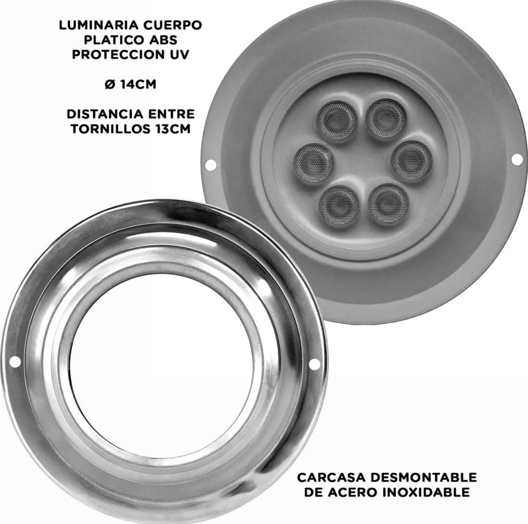 Kit Combo 3 Luces led pileta Mahled policarbonato rgb 20w con Aro Inox