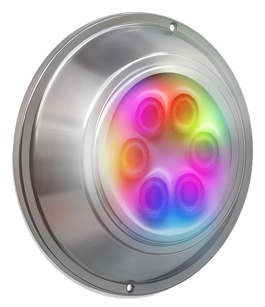 Kit Combo 2 Luces led pileta Mahled policarbonato rgb 20w con Aro Inox