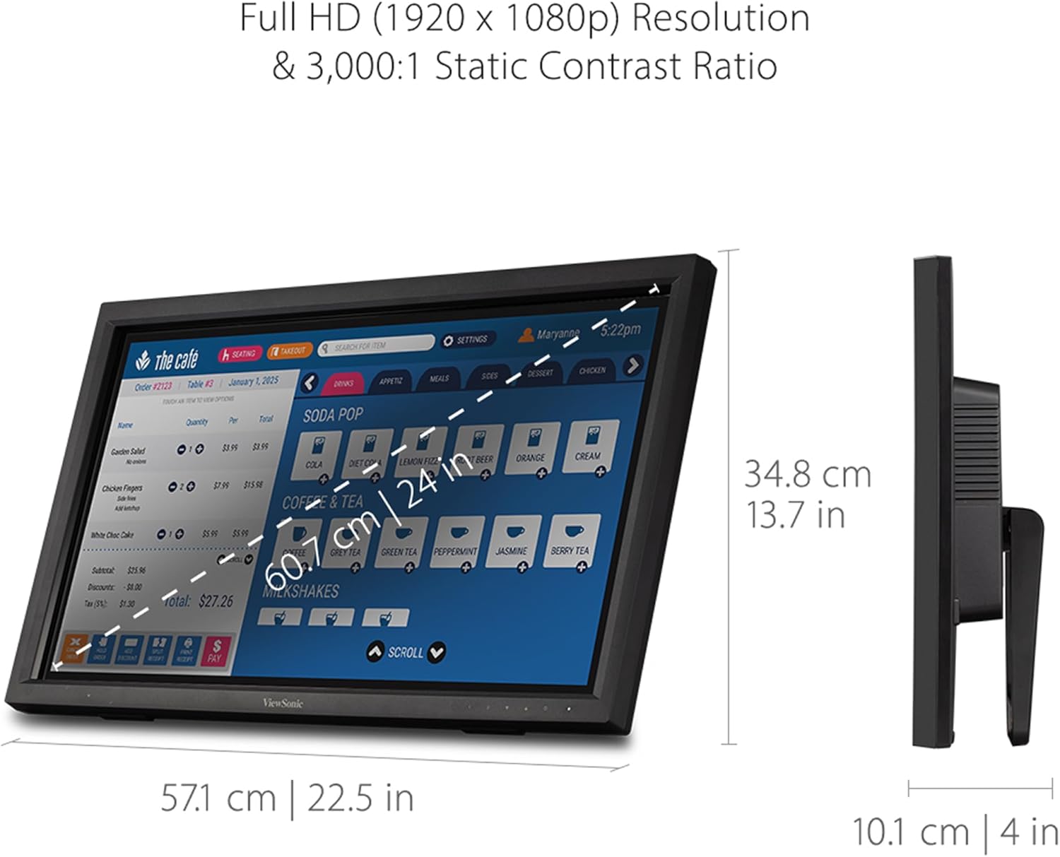 Monitor Tactil Touchscreen Viewsonic Led 24 Td2423d 1080p