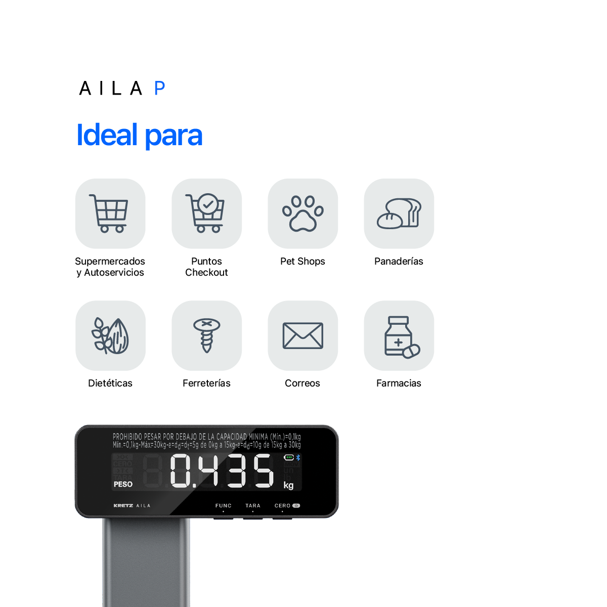 Balanza Comercial Con Bateria Kretz Aila P 30kg Usb