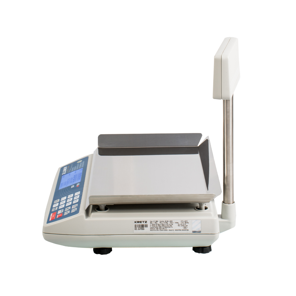 Balanza Comercial Electronica Kretz Novel Eco 2 30kg Con Bateria Mástil Bandeja Acero Inox