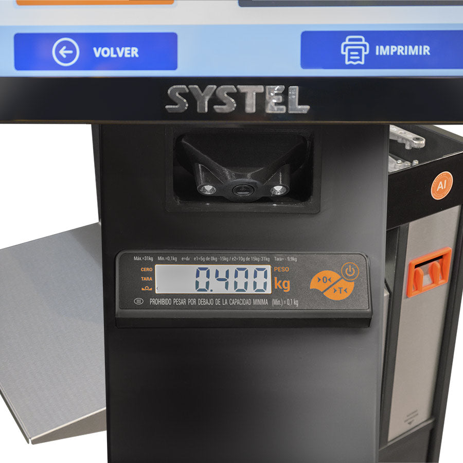 Balanza Autoservicio IA con pantalla Touch 15.6 Systel Detect 31kg Wifi Ethernet