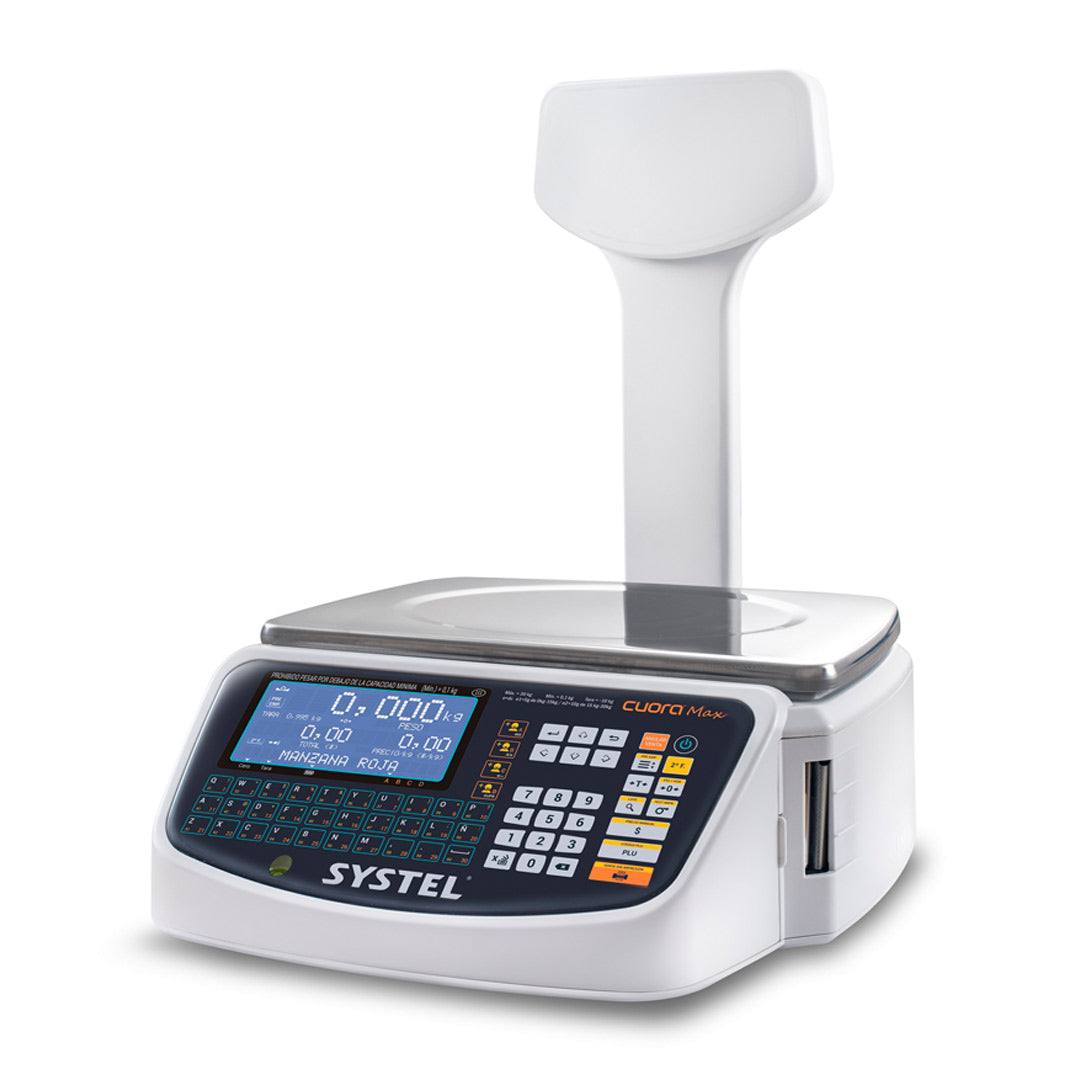 Balanza Systel CUORA Max 30kg. c/Mastil c/ impresor de ticket y etiqueta USB
