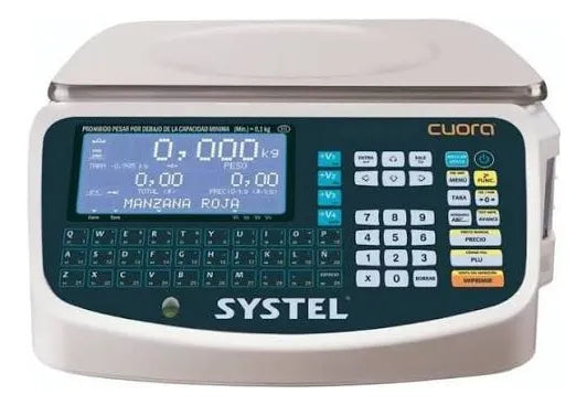 Balanza Systel Cuora Max sin mastil 30kg usb + ethernet con impresor de ticket y etiqueta