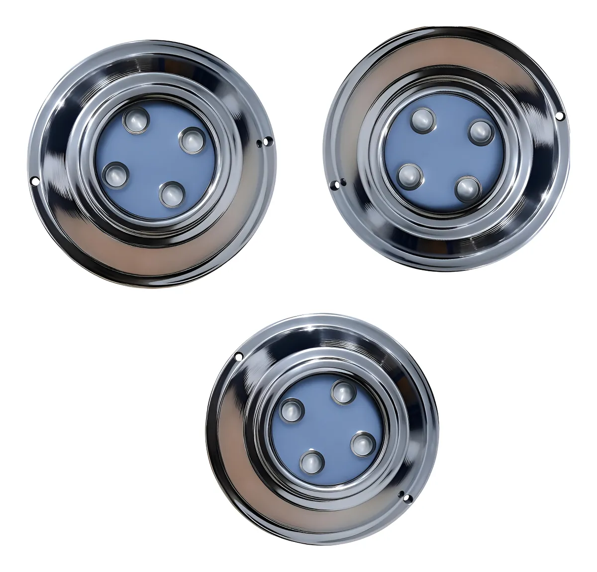 4 Luces Led Pileta Mahled Policarbonato Blanca 15w Con Aro Blanco Neutro