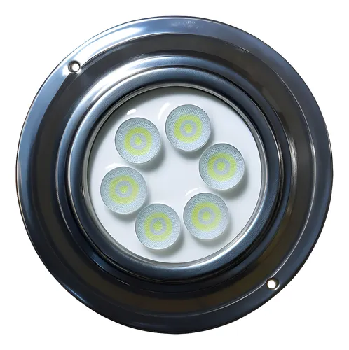 Luz Para Pileta Mahled Policarbonato Blanca 20w Con Aro Inox Blanco Neutro