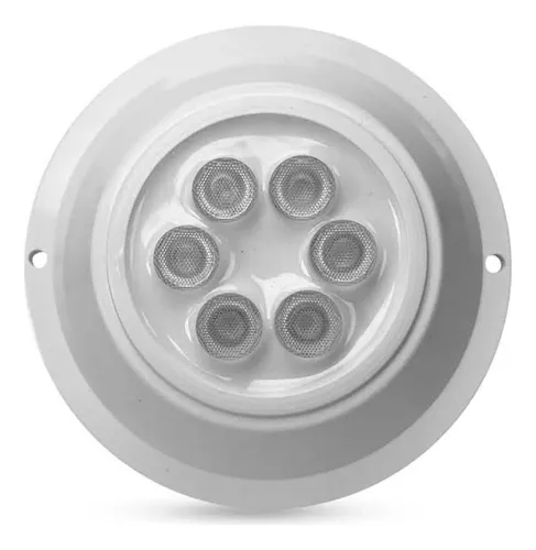 Luz Para Pileta Mahled Policarbonato Blanca 20w Con Aro Inox Blanco Neutro