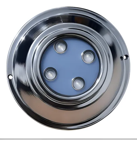 Luz Para Pileta Mahled Policarbonato Blanca 15w Con Aro Inox Blanco Neutro
