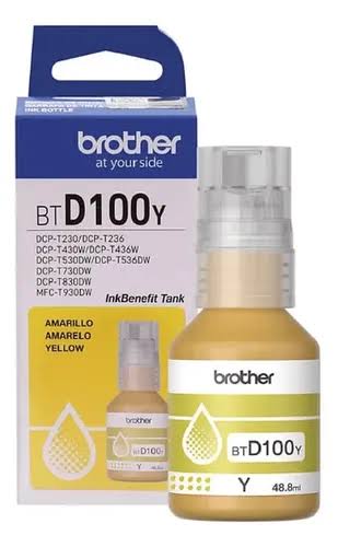 Botella de tinta Brother BTD100Y Amarilla 5000 paginas para brother t830