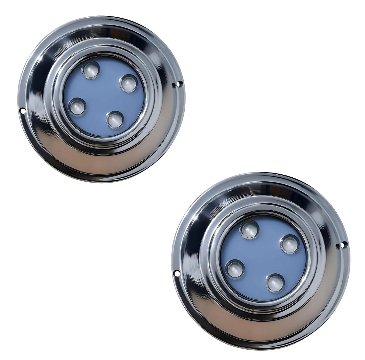 Kit Combo 2 Luces led pileta Mahled policarbonato blanca 15wcon Aro Inox