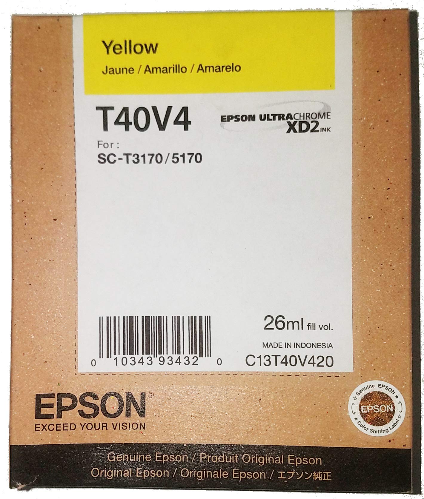 Tinta Epson para T3170 y T5170 amarillo 26ml